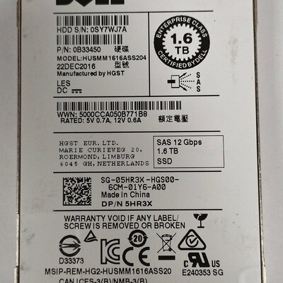 1.6T 12G SAS 05HR3X HUSMM1616ASS204 服务器SSD 2.5 512议价