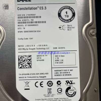 / 1TB SAS 3.5寸 7200转 128MB 0FNW88 ST1000NM0023硬盘议价