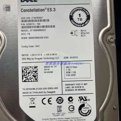 / 1TB SAS 3.5寸 7200转 128MB 0FNW88 ST1000NM0023硬盘议价