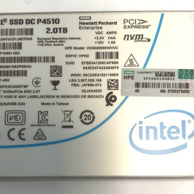 E 2T NVME 2.5 P10591 VO002000KWVVC P4510 服务器 SSD U2议价