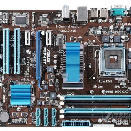 没上过机 P5P43T 775主板 ddr3 大板 P43议价