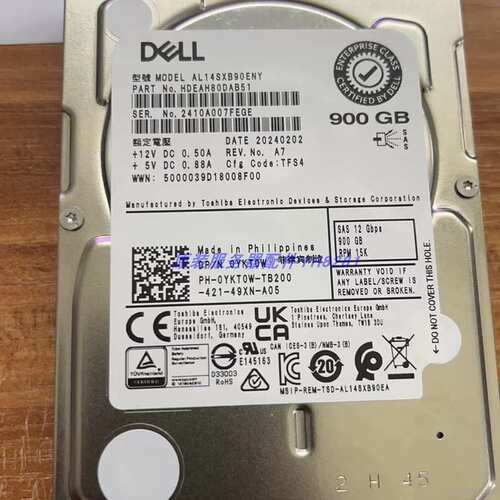 AL14SXB90ENY 0YKT0W YKT0W 900G 15K SAS 2.5服务器硬盘12G议价