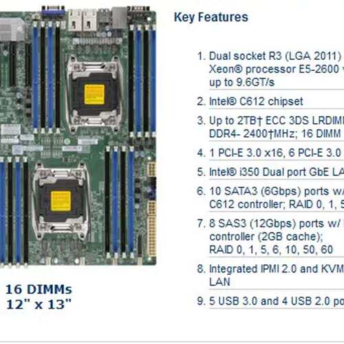 SuperMicro x10drh-c 服务器 主板 C612 双路议价