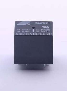 SRE-12VDC-SL-2C 功率继电器 12V继电器 双刀双掷 黑色 插件,17x2