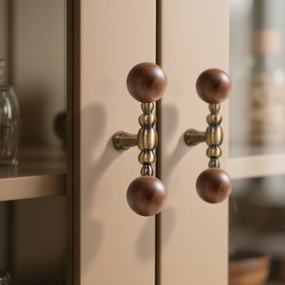 复古胡桃木柜门拉手新中式古铜北欧家具橱柜抽屉酒柜衣柜门小把手