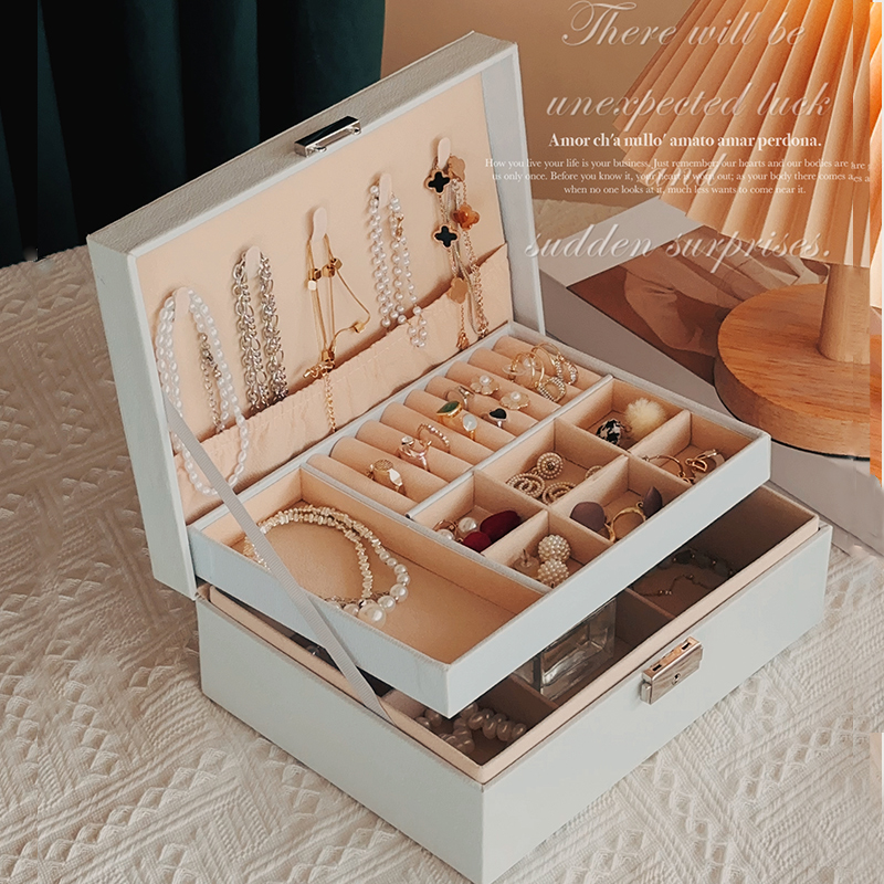 轻奢首饰收纳盒高档精致项链耳环黄金高级感大容量多层手饰品盒