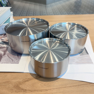 chockmen卓德铭18/10不锈钢单层带盖碗蒸蛋小碗保鲜碗饭碗水果碗