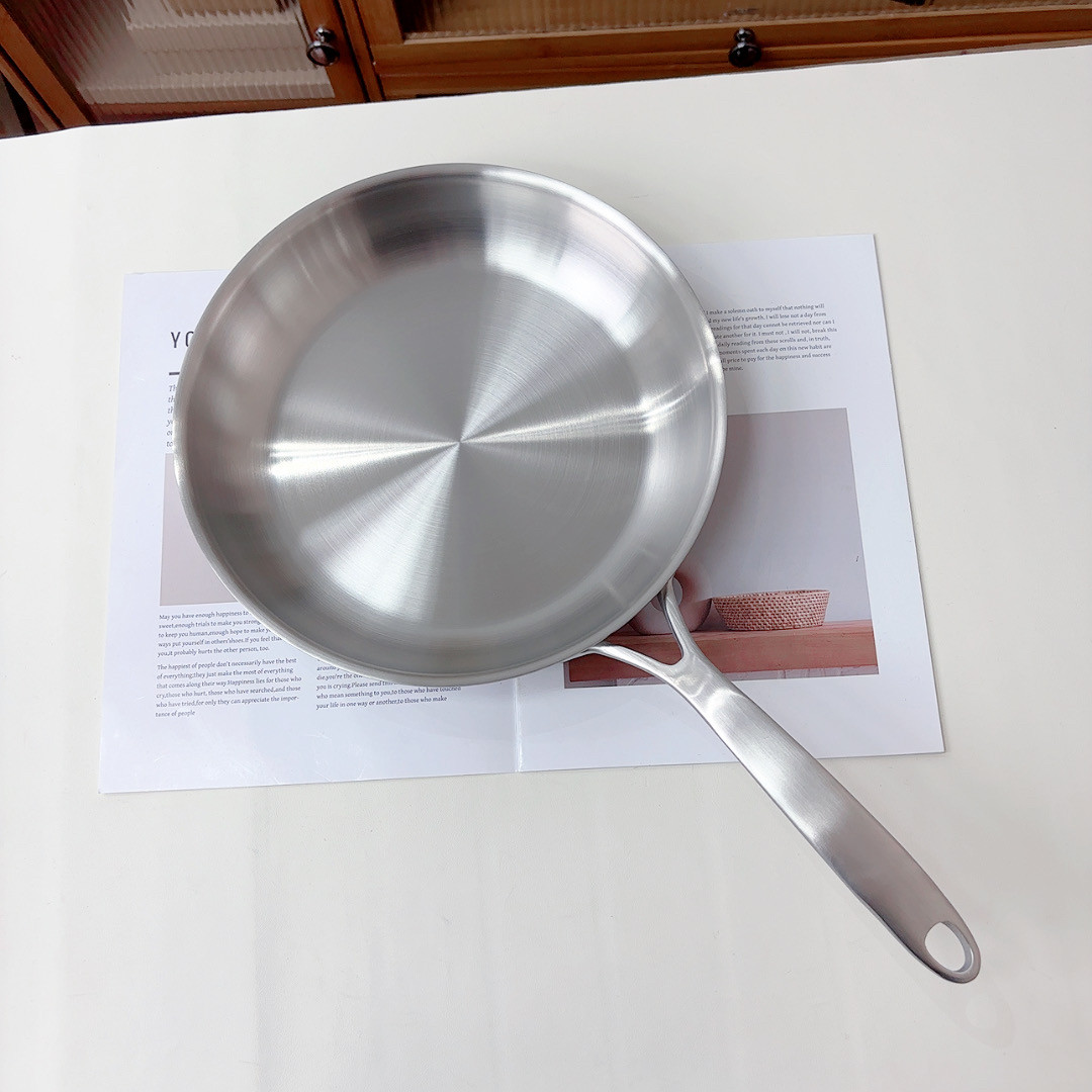 chockmen五层夹铜牛排煎锅304不锈钢家用平底无涂层不粘锅26cm