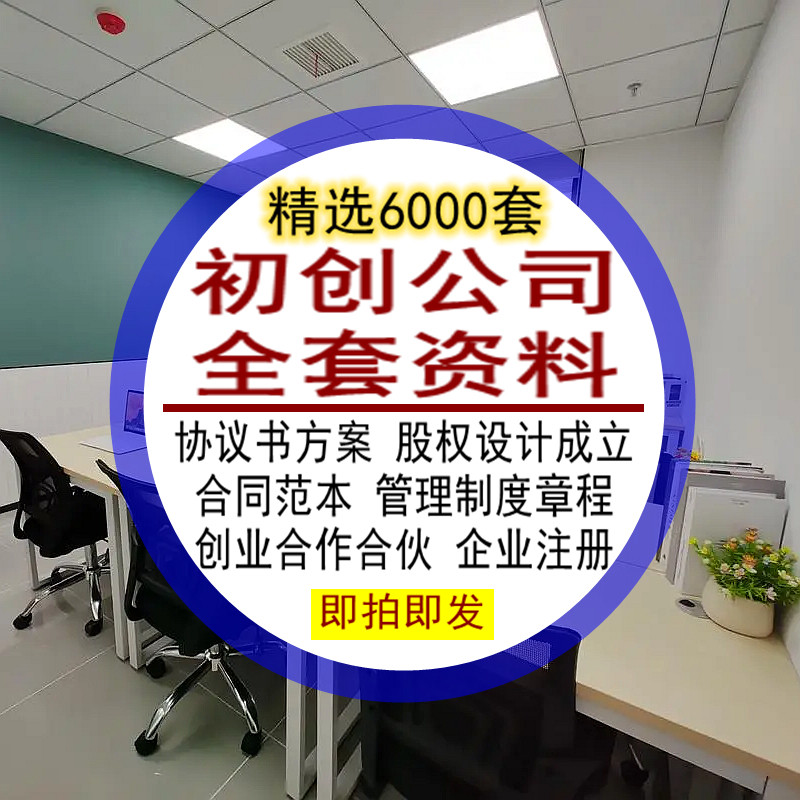 初创公司全套资料协议书方案股权设计素材/源文件