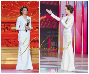 艺考礼服 年会气质长裙演讲服装 董卿同款 演出服女晚礼服2023新款