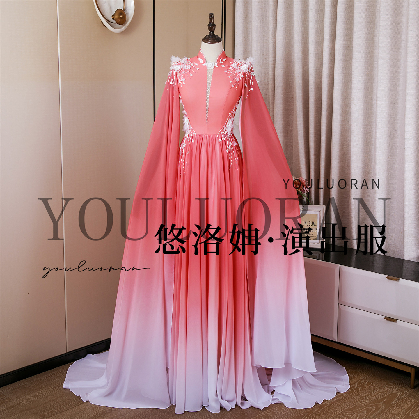 悠洛姌华丽重工刺绣显瘦礼服长裙图片