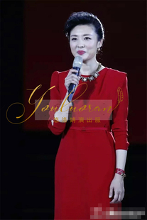 定制周涛主持人礼服女短款红色司仪礼服女颁奖晚会礼服端庄大方