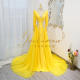 悠洛姌演出服新款 亮黄色重工礼服气质名媛表演艺考美声独唱演出服