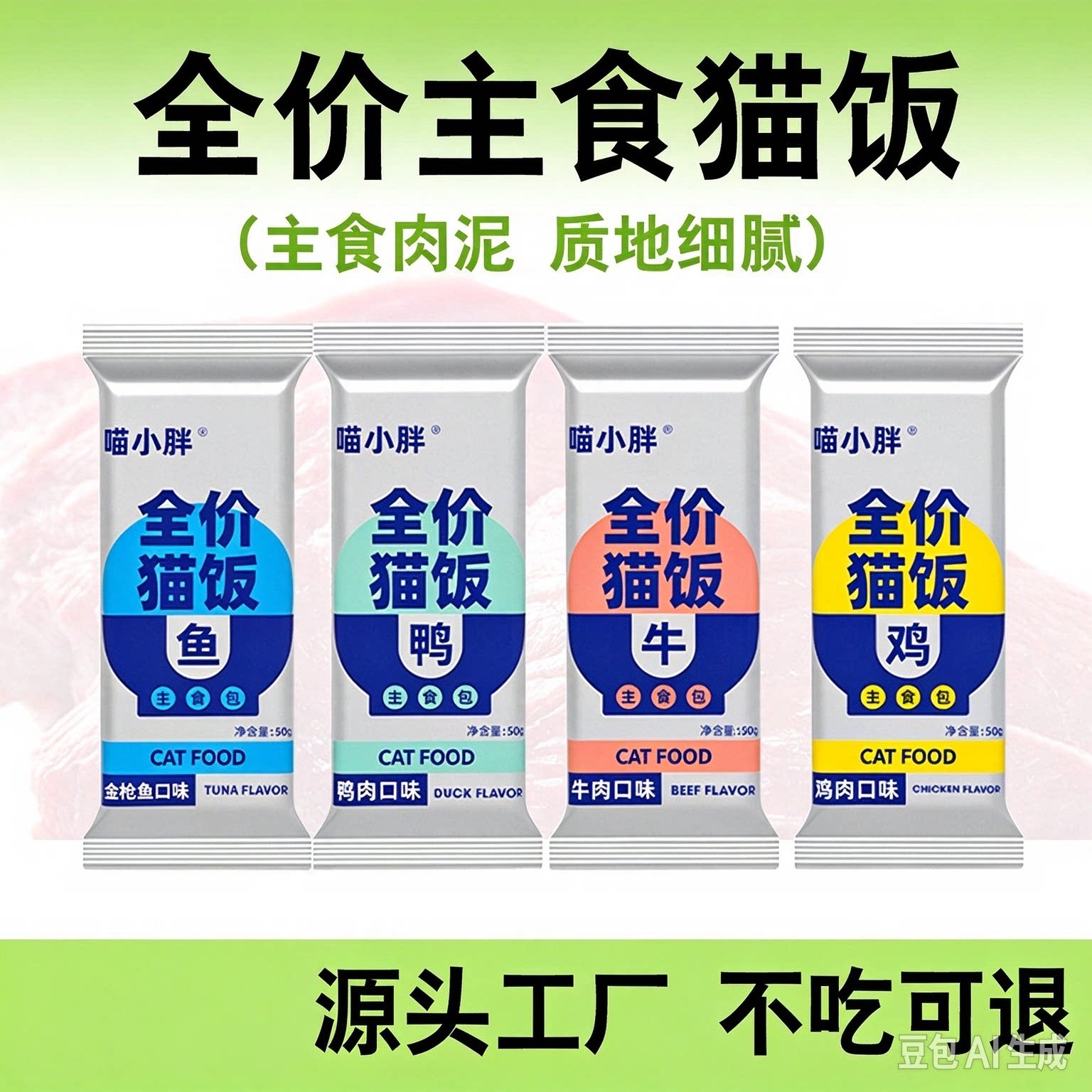 全价主食猫湿粮补水鸡鸭牛肉