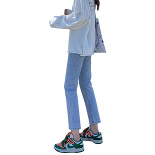 高腰直筒牛仔裤女夏季款2026年新款宽松显瘦阔腿小个子九分烟管裤