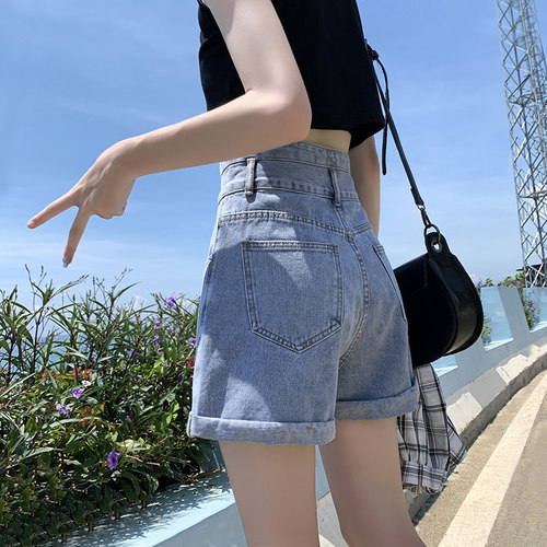 高腰牛仔短裤女2026年新款韩版夏季阔腿潮ins显瘦夏季宽松a字热裤