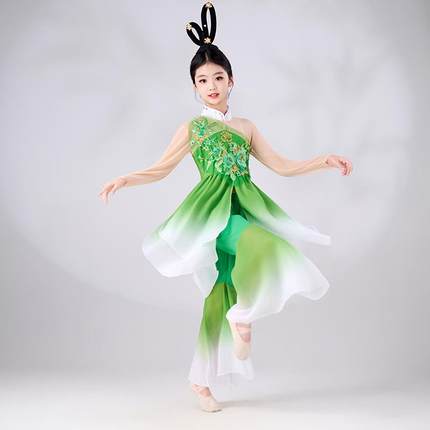儿童古典舞演出服女童茉莉花秧歌舞服装女茉莉花开扇子舞蹈服飘逸