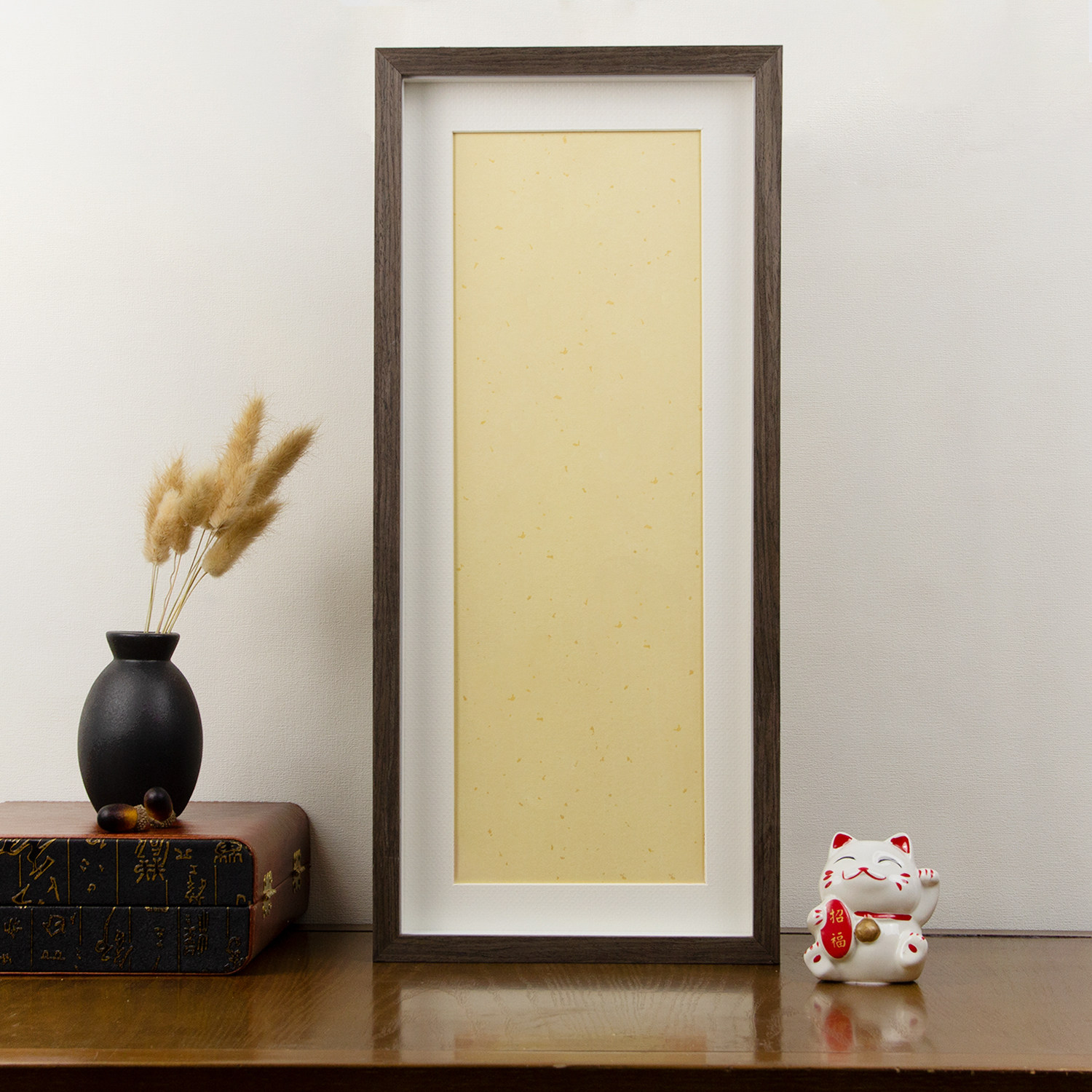 实木书法相框摆台高级感长条字画框装裱做成相框定制带空白宣卡纸