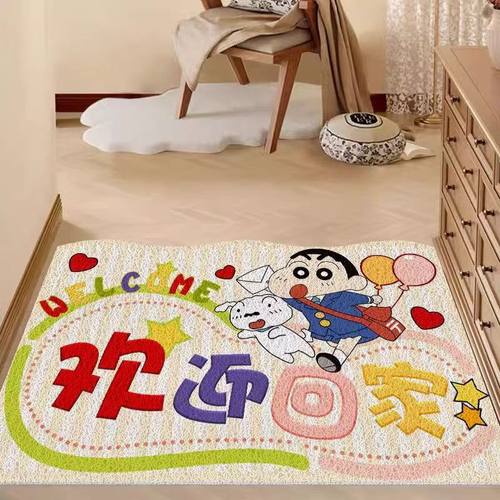 可爱蜡笔小新入户门丝圈地垫玄关门口蹭土耐脏脚垫可裁剪除尘地毯