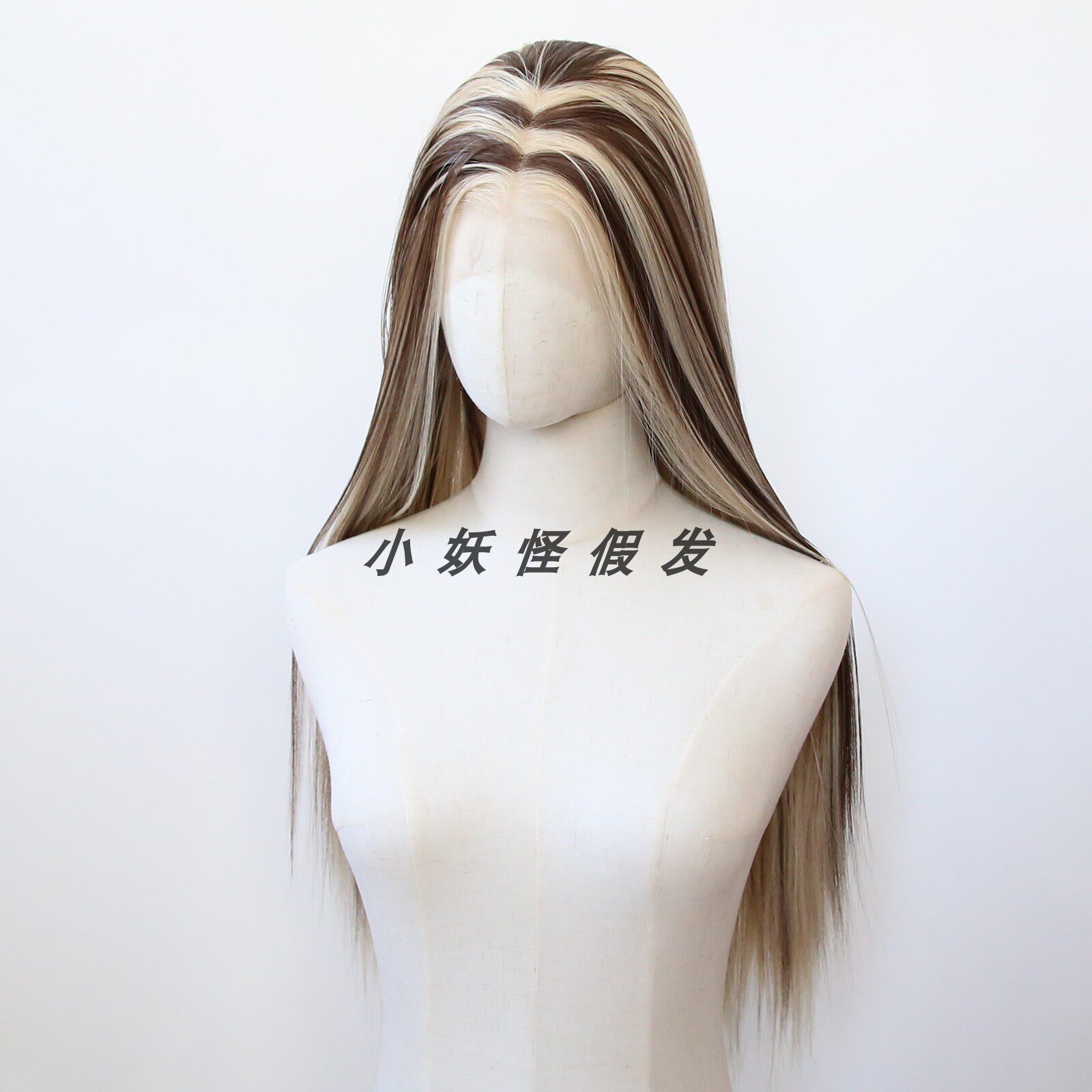 棕色挑染金色前蕾丝欧美风巴黎画染高温丝逼真自然显白整顶假发套