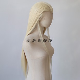 金色古风假发蕾丝化纤高温丝金发三尖整顶假发COS美人尖古装汉服