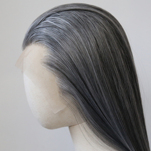 花白色古风假发蕾丝高温丝白发老年人三尖假发COS美人尖古装汉服