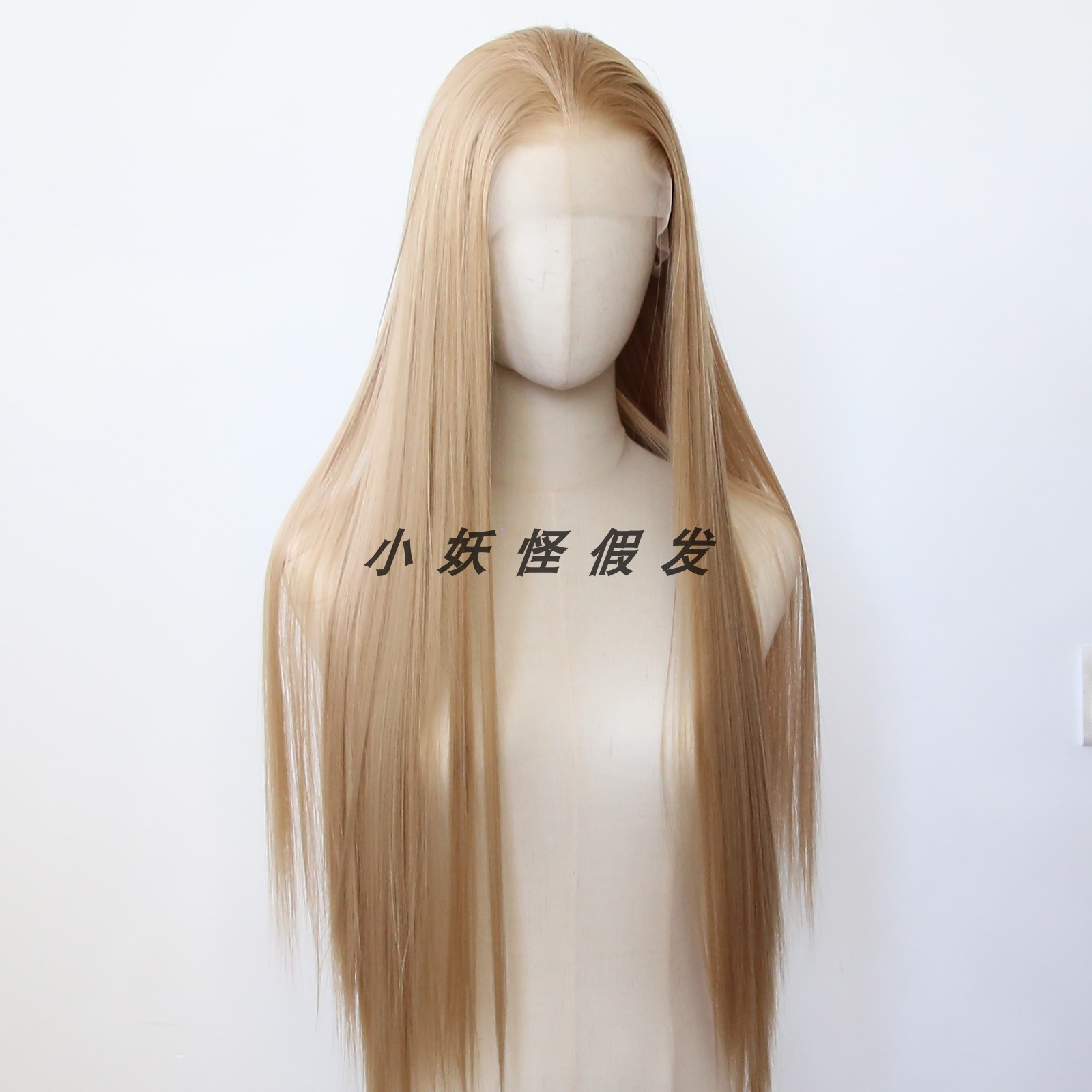 中棕色前蕾丝全头假发蜂蜜棕显白逼真欧美长直发高温丝整顶假发套