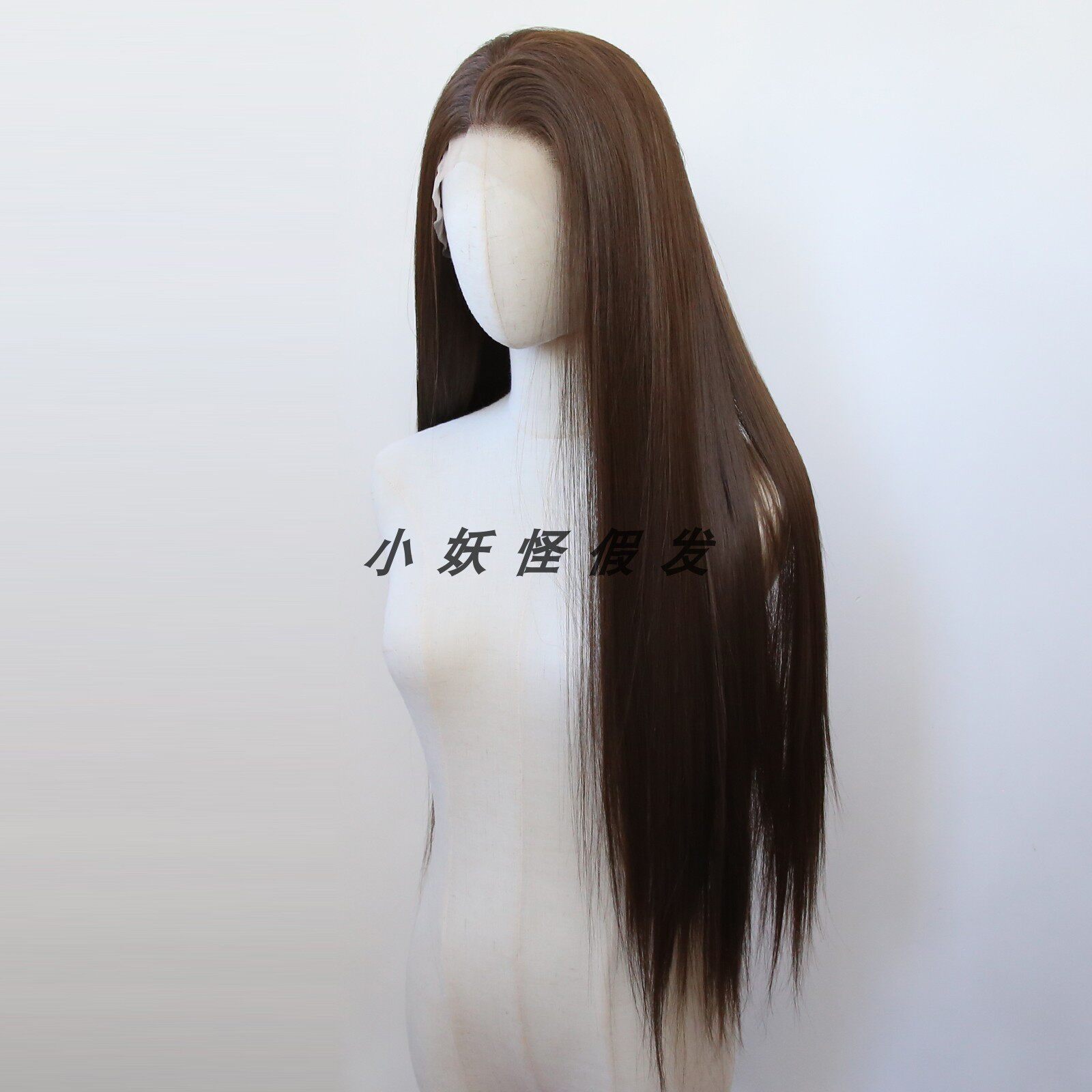 冷茶棕前蕾丝化纤高温丝假发显白摩卡棕逼真欧美长直发整顶假发套