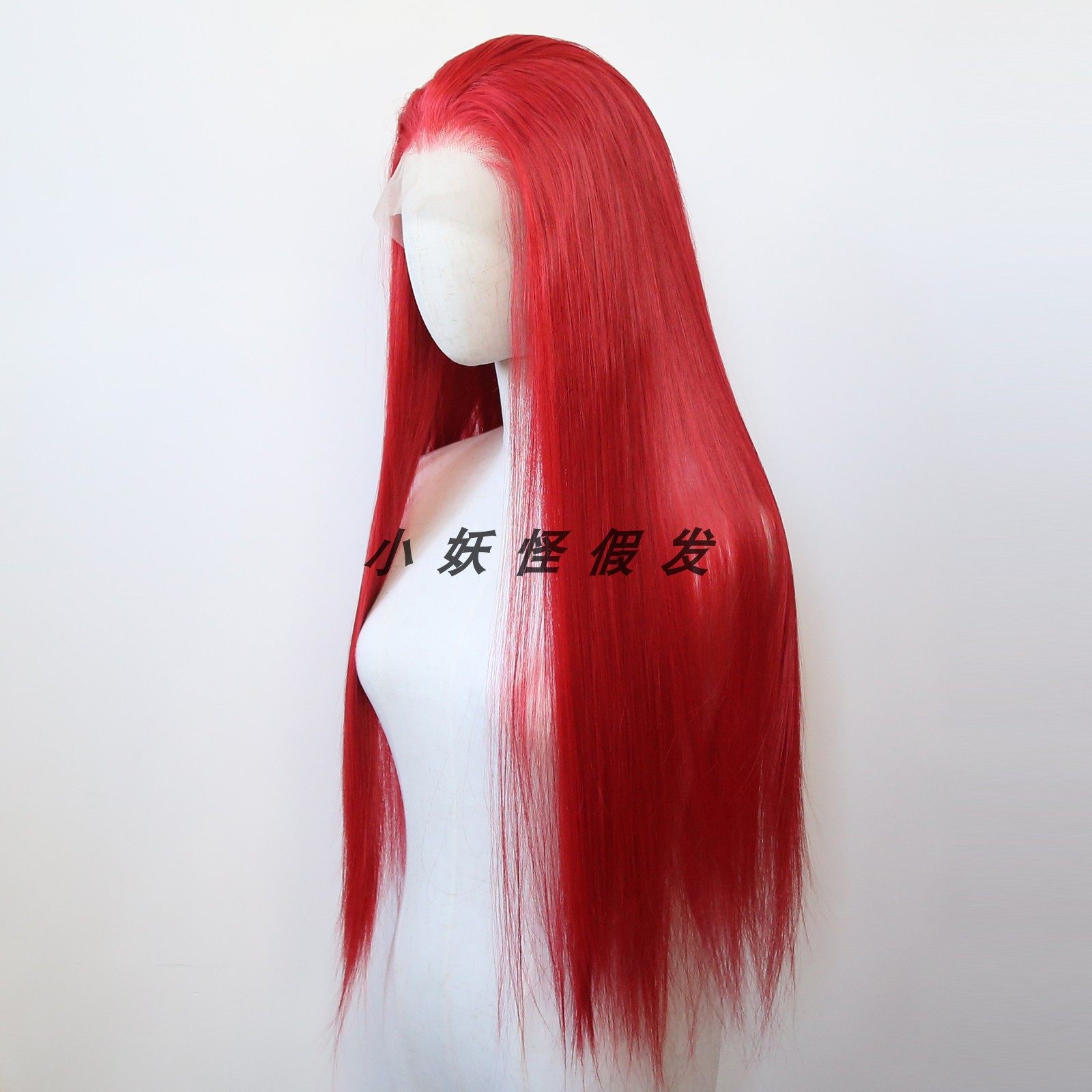 亮红色前蕾丝化纤大蕾丝高温丝假发Ins自然欧美长直发整顶假发套