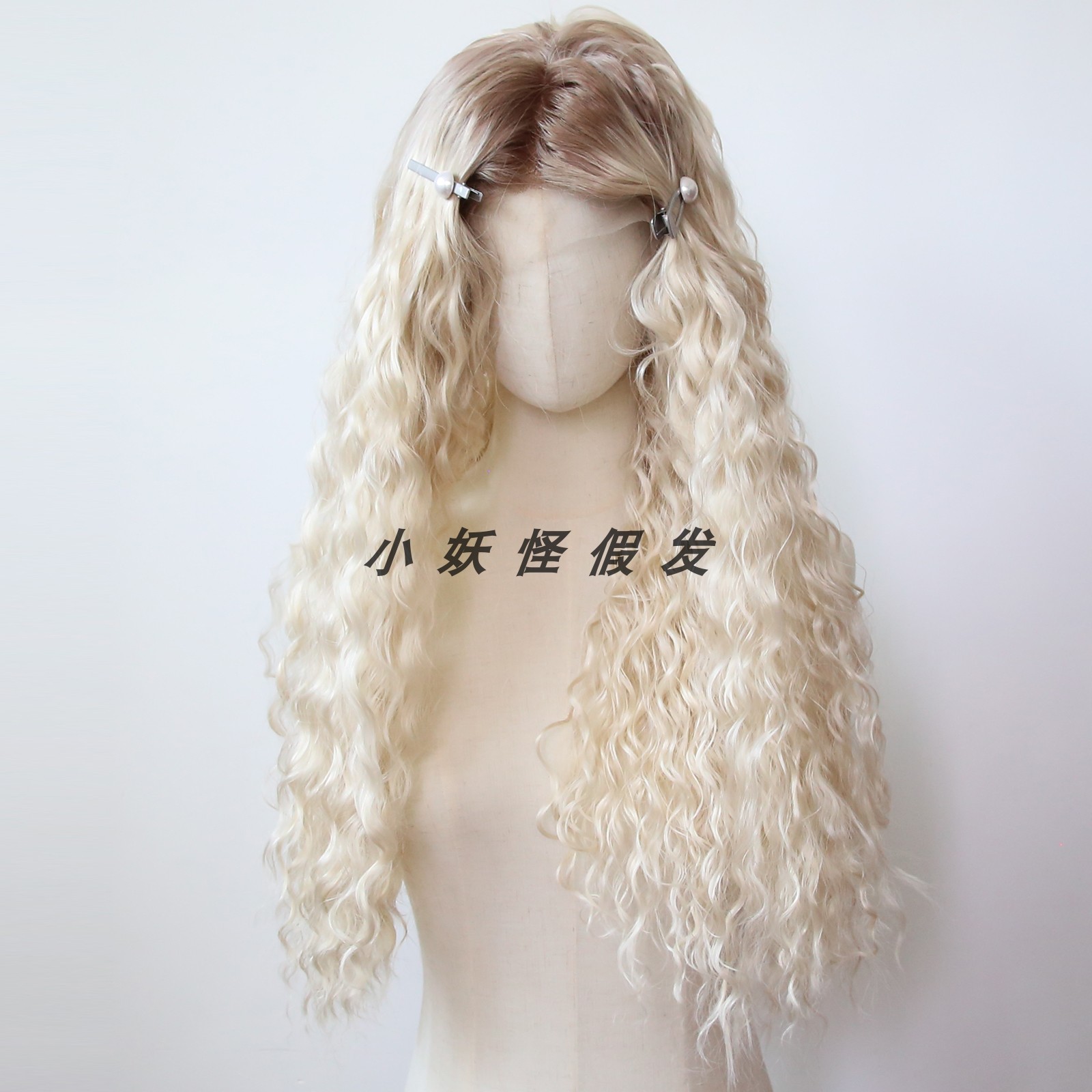 深棕渐变浅金色前蕾丝化纤高温丝大蕾丝假发套羊毛长卷发整顶假发