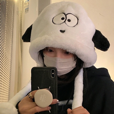 雷锋帽逛街可爱女秋冬卡通小狗