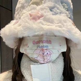 软糯糯彩色星星帽毛绒渔夫帽子秋冬季女生显脸小保暖韩版可爱盆帽