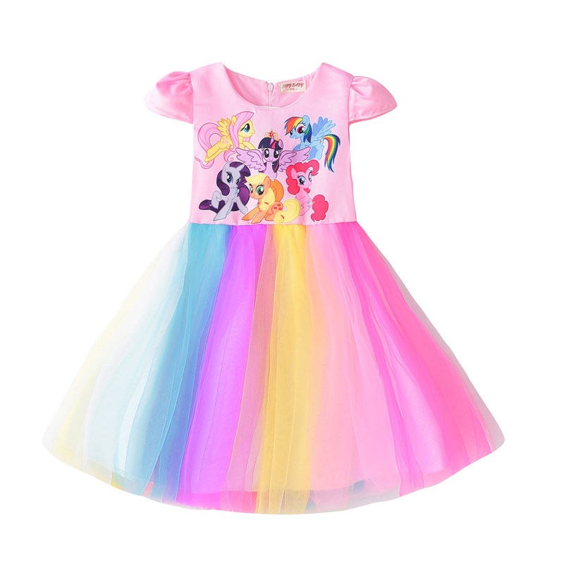 夏季連衣裙女童短袖裙子小馬寶莉連衣裙彩條網紗蓬蓬裙中小童在類目 童裝/嬰兒裝/親子裝, 裙子(新), 連衣裙中 - 來自Buy2taobao.com提供專業的淘寶代購服務