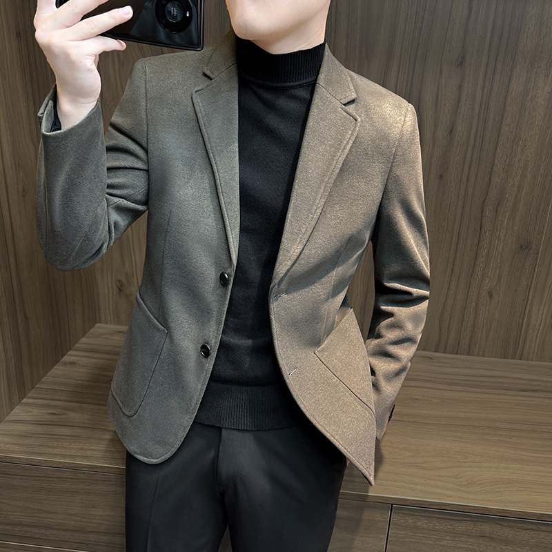 小西装外套男士高级感男装2025新款毛呢单西秋季休闲男款呢1115h