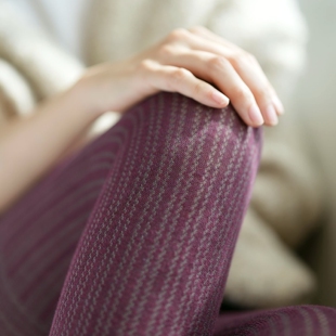 外贸原单复古优雅竖条针织棉混纺提花打底袜假大腿带脚型连裤 袜