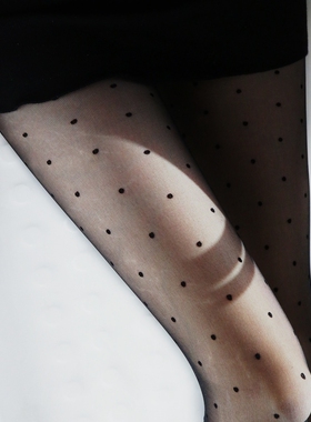 高品质黑丝波点袜圆点性感超薄提花连裤袜防勾丝打底袜白色春秋季