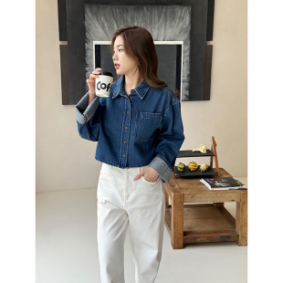 阔袖 牛仔衬衣外套水洗牛仔布挺括有型柔软不僵硬廓形剪裁不挑身材