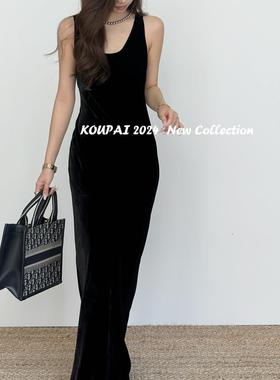 真丝丝绒C位背心深U礼服裙 巨推荐！！！