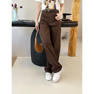 修身长裤女弹力棉混纺面料舒适透气显瘦直筒剪裁修饰腿型通勤日常