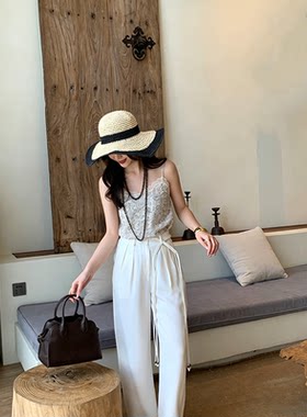 法式素描玫瑰蕾丝V领吊带背心女夏季新款纯欲风内搭打底衫