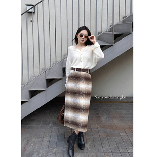 格纹毛呢半群复古英伦风高腰显瘦A字廓形软糯保暖面料不压身优雅~