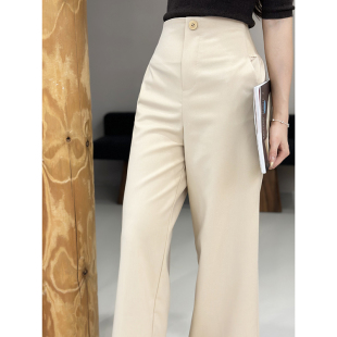 穿搭万金油！遮肉显瘦垂感高腰直筒裤女简约大气日常通勤百搭长裤