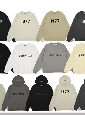 1977卫衣圆领加绒欧美潮牌FOG复线纯棉男女宽松ESSENTIALS 连帽衫
