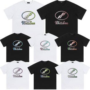 渐变印花高街宽松百搭休闲半袖 韩国bshy 美式 男夏季 t恤女 well短袖