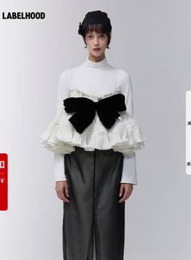 【SALE】【Assignments】蕾虎褶饰叠层蝴蝶结吊带2025秋冬女上衣