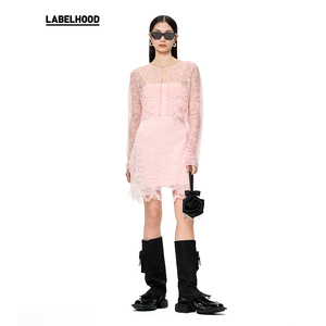 【OSMOS×LABELHOOD】蕾虎复古潮流联名新细针水母蕾丝连衣裙短裙