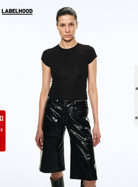 【SALE】【Liegee】蕾虎新款设计感时尚肩式分割短袖T恤修身上衣