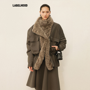 女装 蕾虎休闲咖绿色毛领夹棉夹克2025秋冬新款 上衣 YIRANTIAN