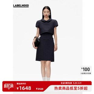 短袖 翻领修身 蕾虎设计感潮流时尚 连衣裙格雷系连衣裙 WMWM