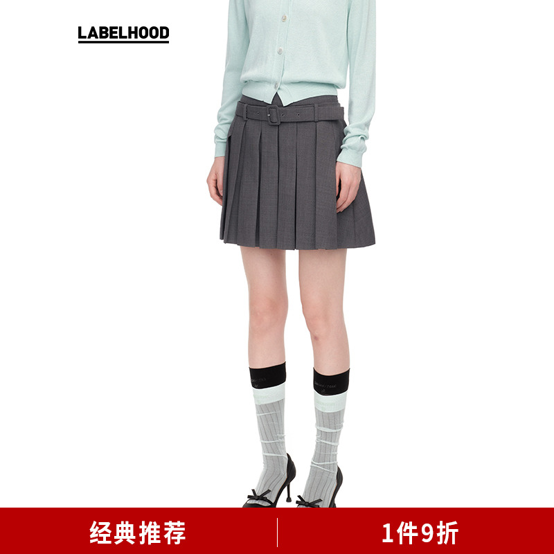 SHUSHUTONG腰带装饰百褶半裙